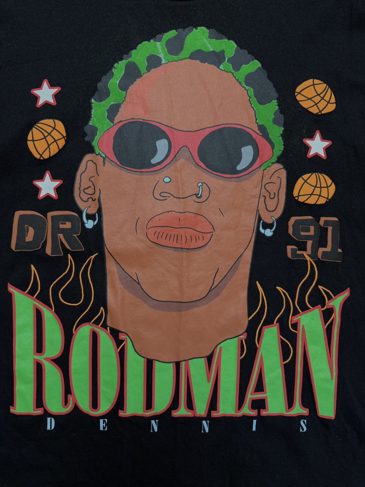 Bershka Dennis Rodman San Antonio Spurs Basketball Green Hair Tee Size US S / EU 44-46 / 1 - 6 Thumbnail