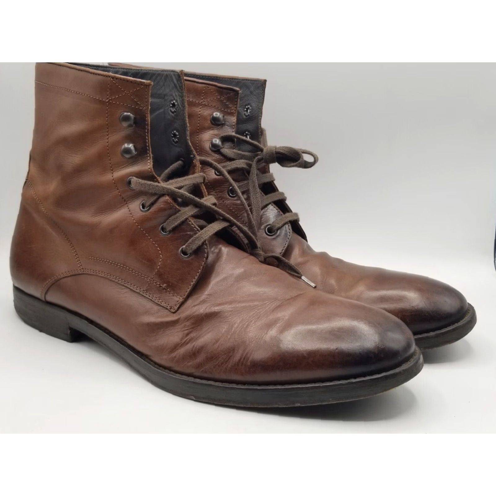 Vintage To Boot New York Adam Derrick brown leather lace up boots Made in taly Size 13 Boots Mens Brown Leather Chukka Lace Up Comfort Cushioned Lined 13 Mens Size US 13 / EU 46 - 2 Thumbnail