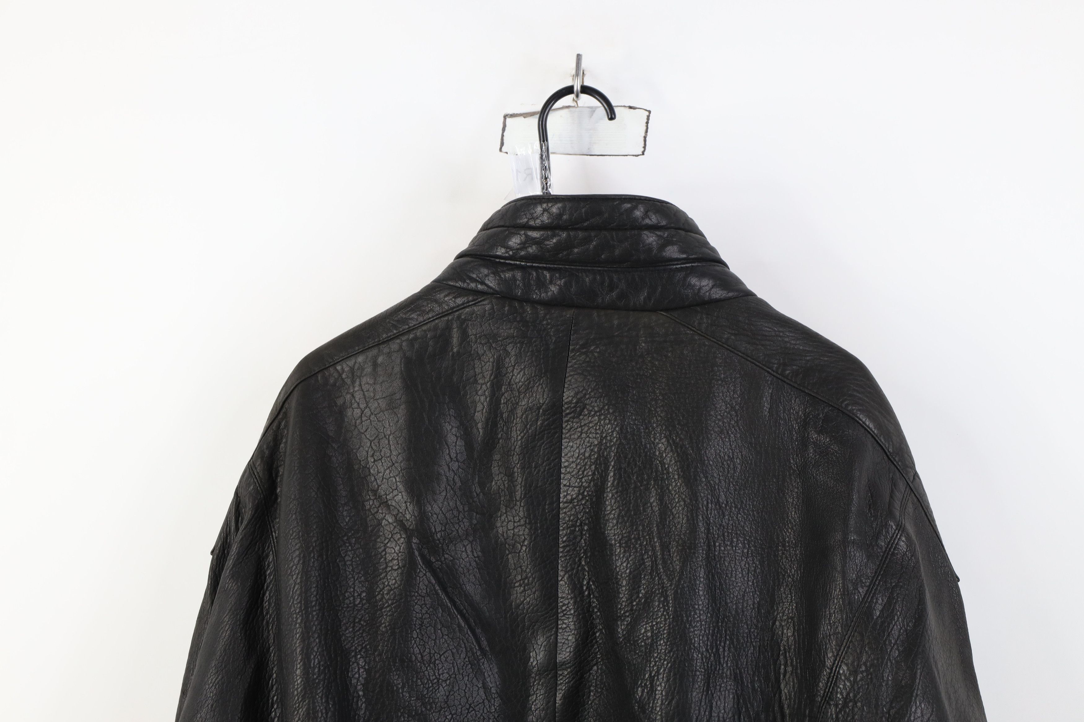 Vintage Vintage 90s Streetwear Quilted Leather Bomber Jacket Black Size US XXL / EU 58 / 5 - 15 Thumbnail