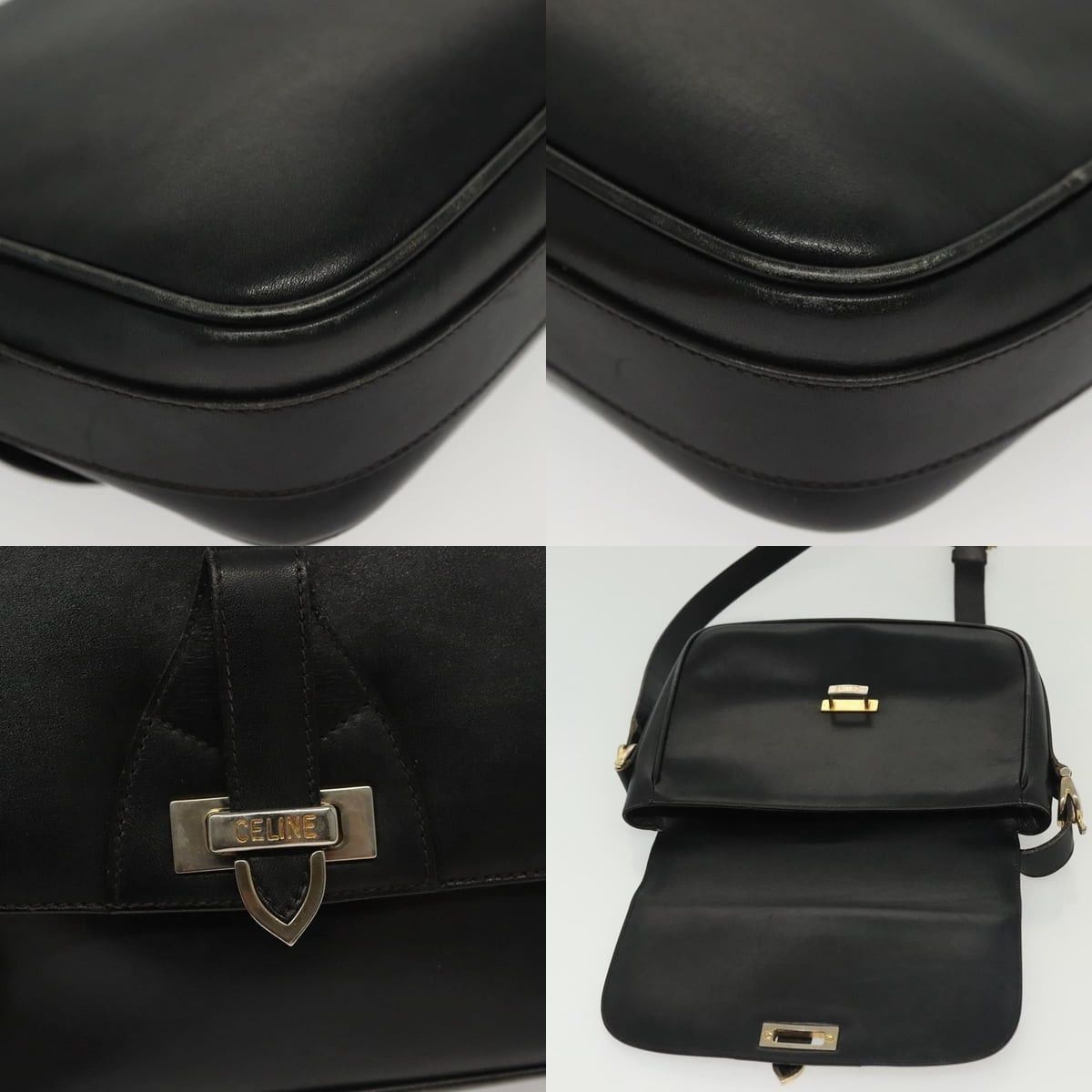 Celine CELINE Shoulder Bag Leather Navy Gold Size ONE SIZE - 11 Thumbnail
