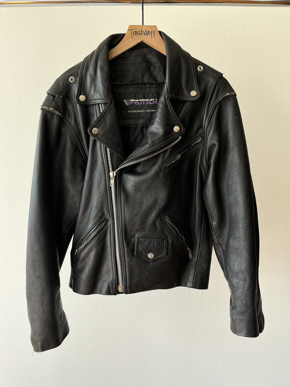 Vintage Protech Leather Biker Jacket