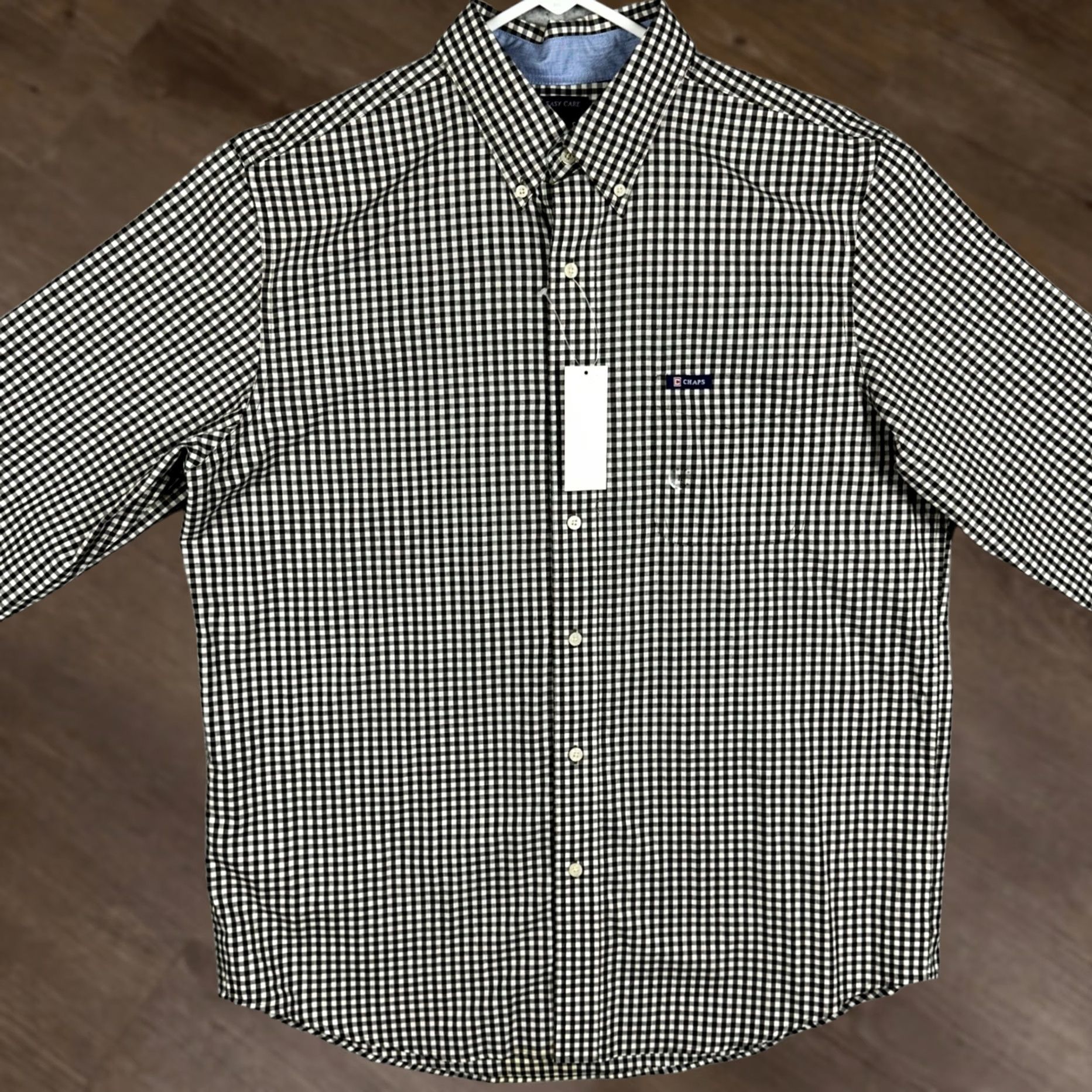 Chaps Chaps Shirt Button-Down Gingham Plaid Long Sleeve Green/White Mens Large Casual Preppy pocketed Easy Care Executed Button-Up Size US L / EU 52-54 / 3 - 1 Thumbnail