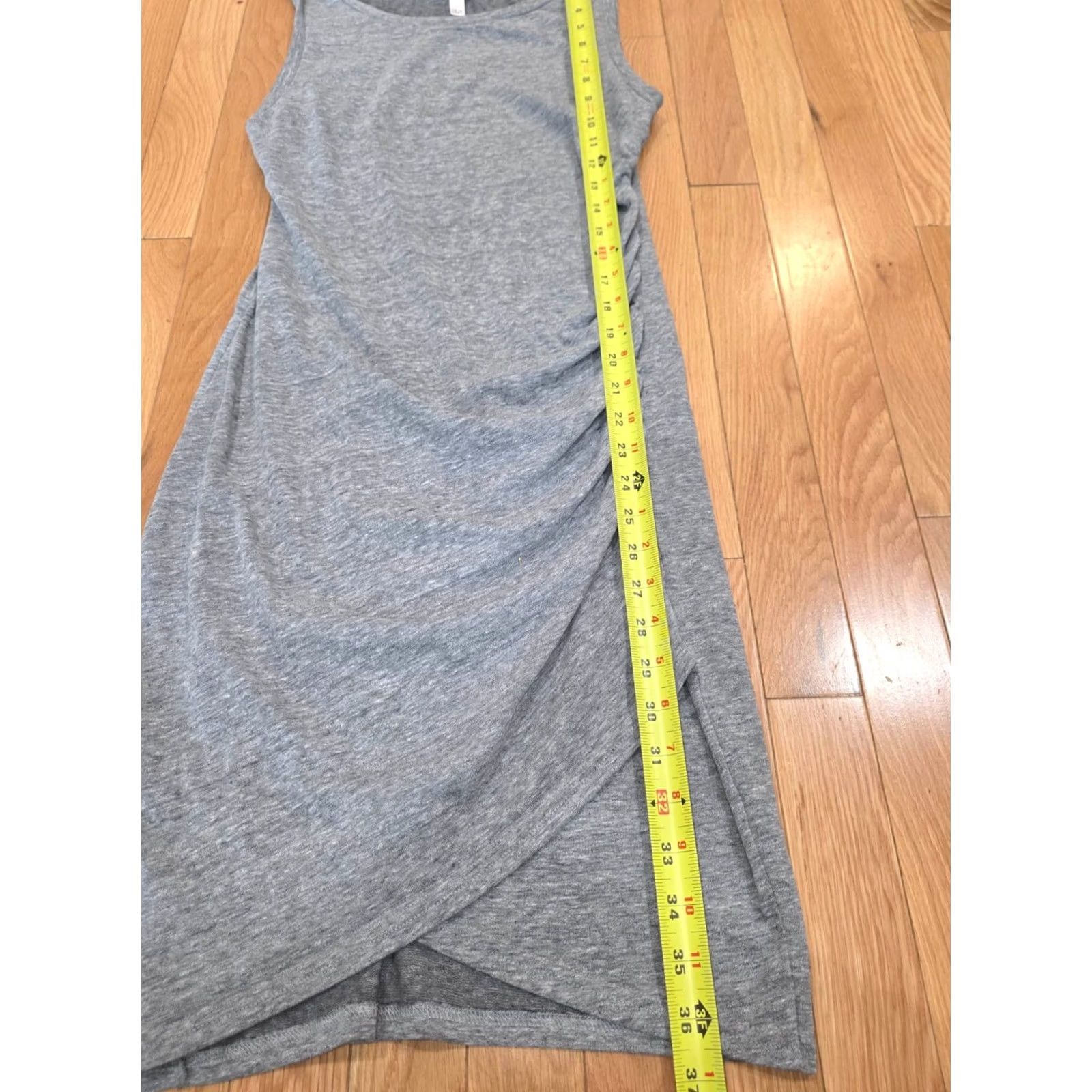 Vintage Leith Tank Dress Women's S Gray Cotton Sleeveless Round Neck Ruched Side Knee Length Size S / US 4 / IT 40 - 3 Thumbnail