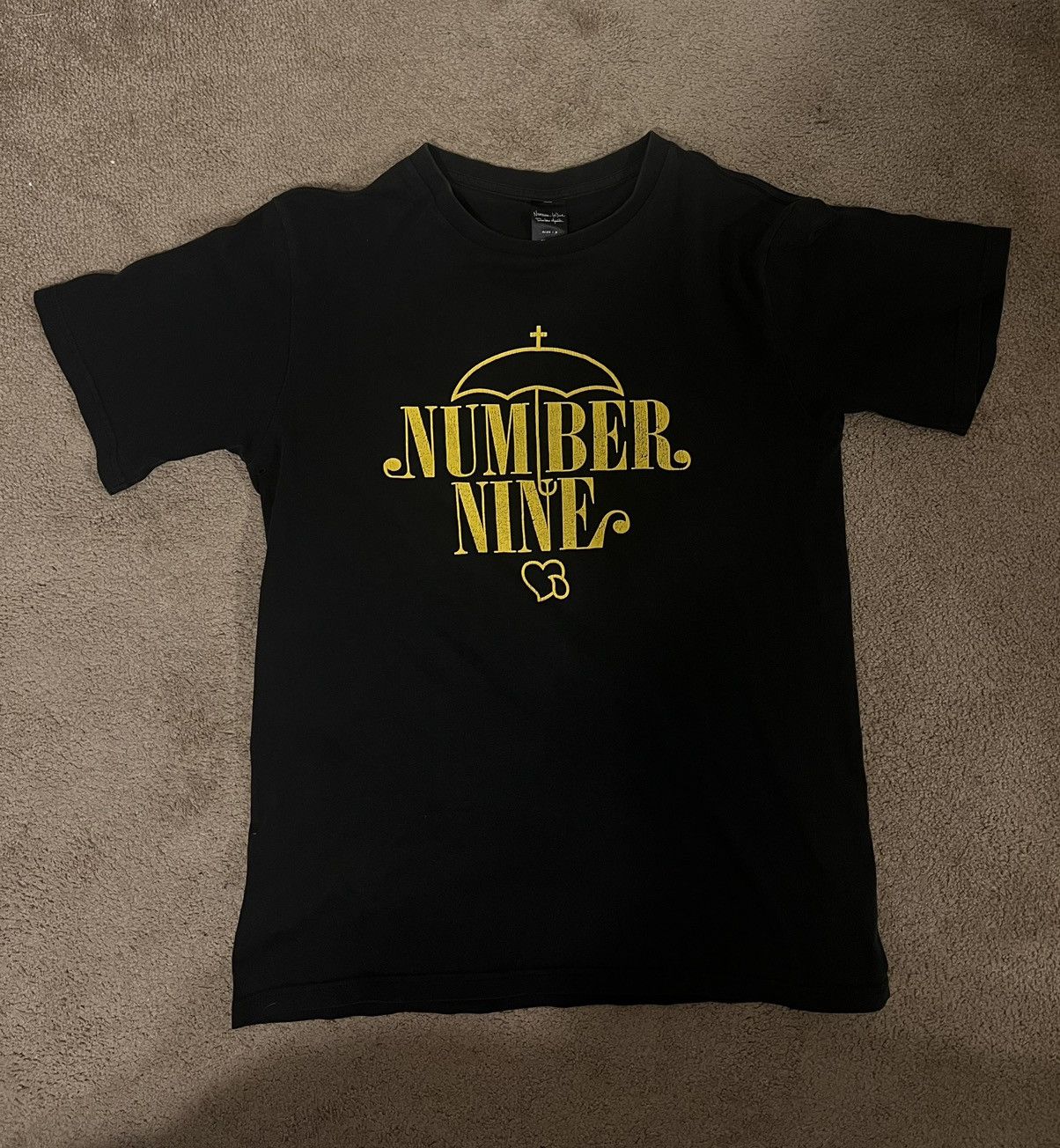 image of Number N Ine x Takahiromiyashita The Soloist Number (N)Ine Ss03 Umbrella T-Shirt in Black/Yellow (S