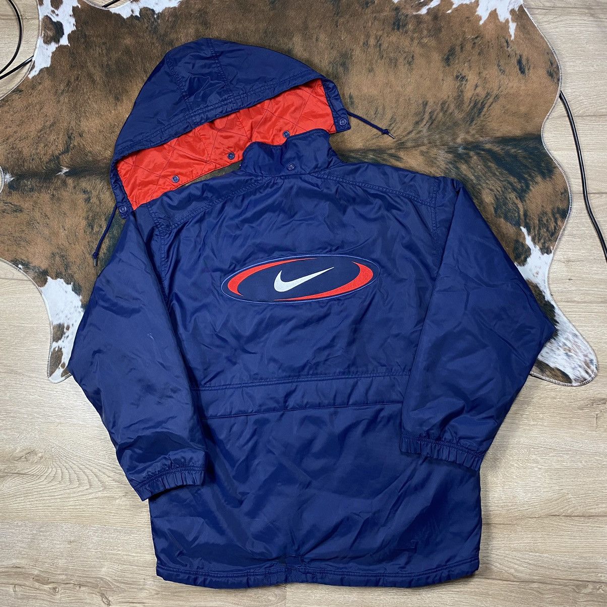 Nike NIKE 90S VINTAGE CENTER LOGO OVERSIZE NYLON JACKET COAT Y2K | Grailed