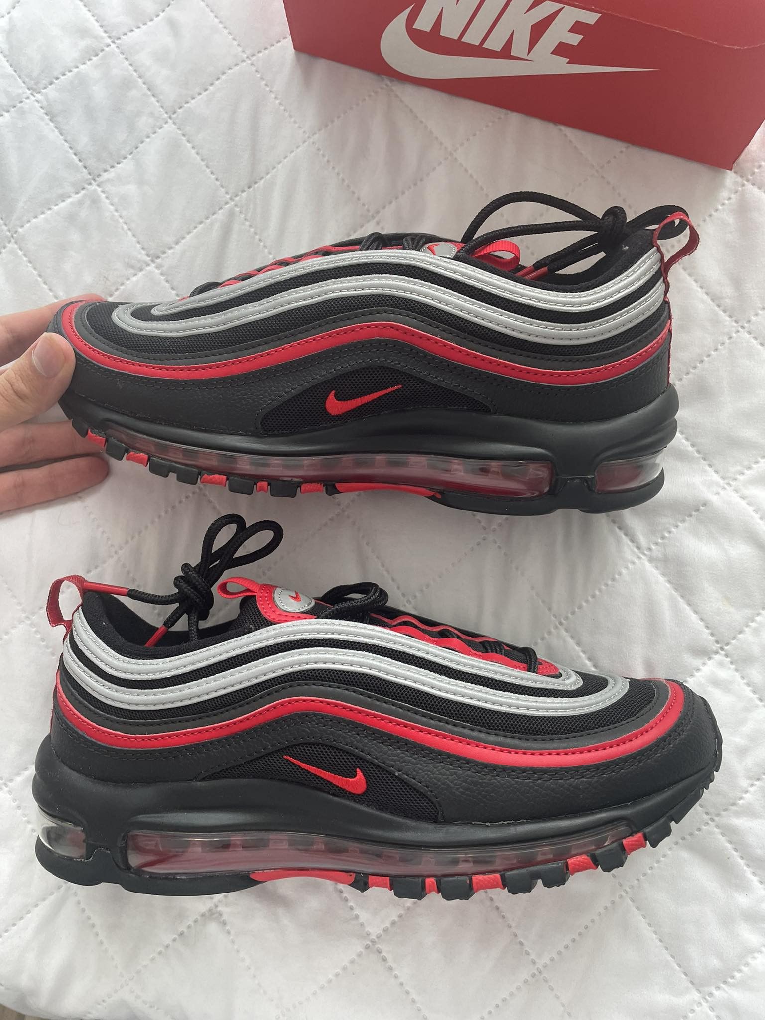 Air max 97 on sale black red and silver