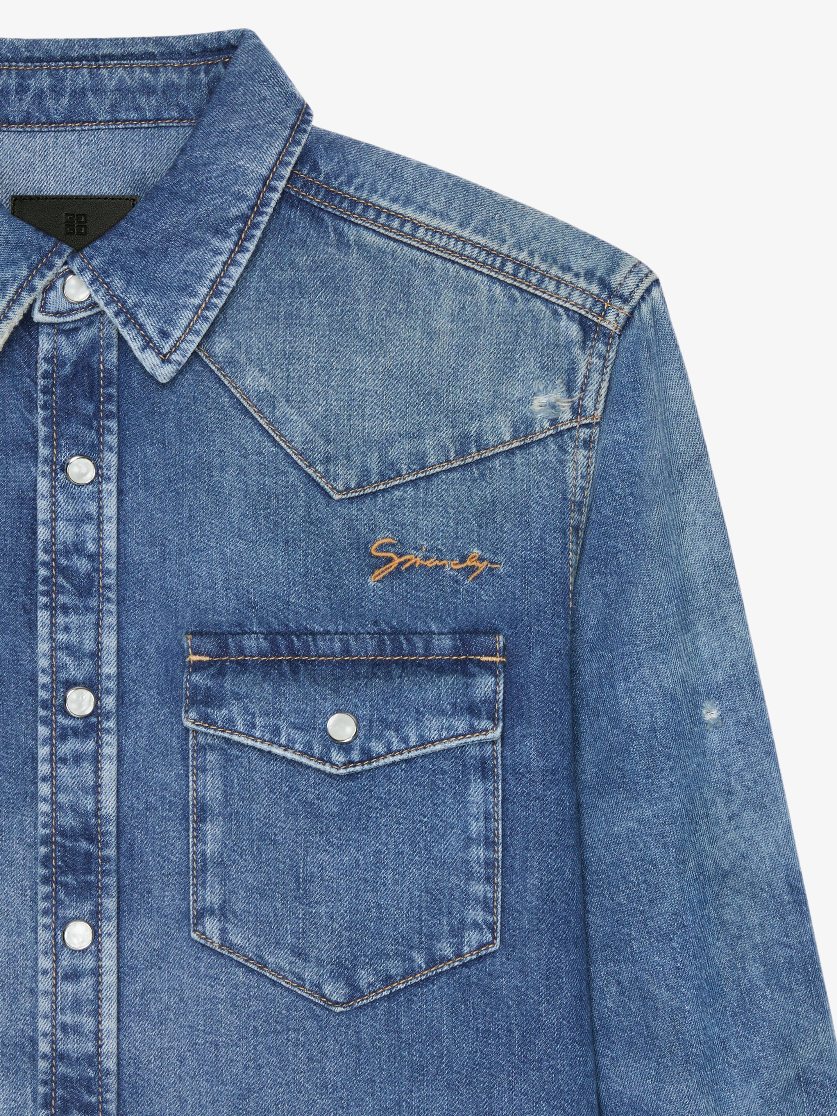 Givenchy o1w1db10426 American Straight Fit Denim Shirt in Ocean Blue Size US XS / EU 42 / 0 - 5 Thumbnail