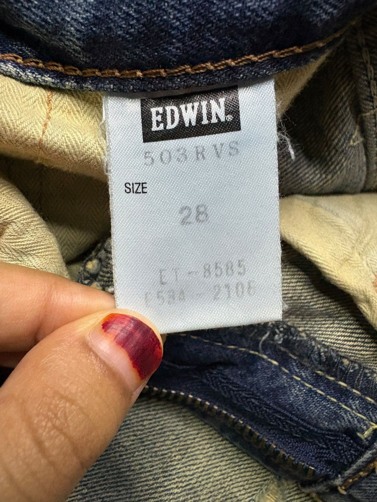 Edwin Vintage Edwin Painted Mud Wash Distress Sashiko Loose Jeans Size US 28 / EU 44 - 11 Thumbnail
