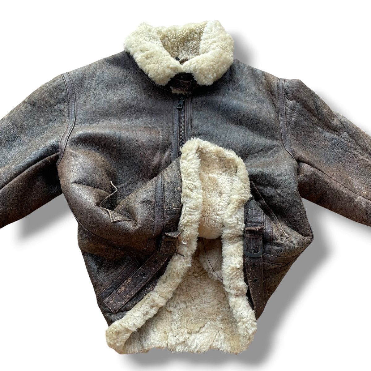 Genuine Leather VINTAGE SPRAZZO MODA SPORTIVO B3 SHEARLING FUR JACKET Size US L / EU 52-54 / 3 - 10 Thumbnail