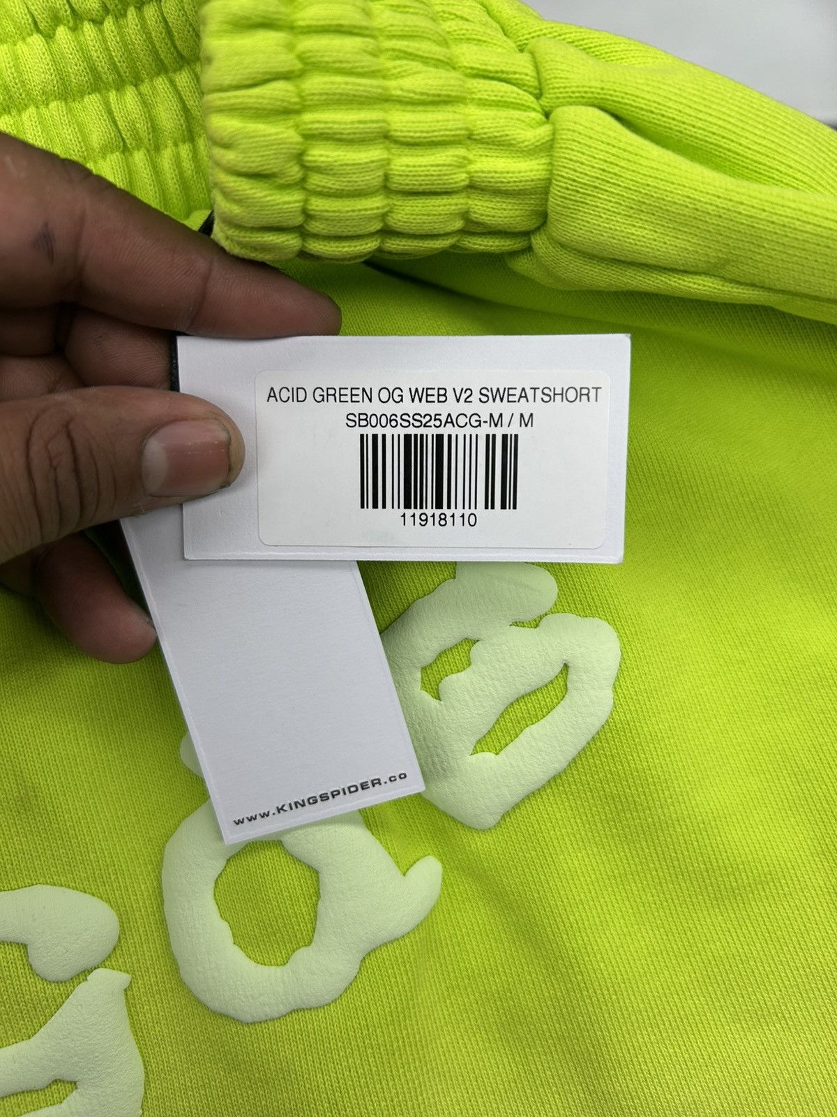 Sp5der Sp5der OG Web V2 Sweatshort Acid Green Size US 30 / EU 46 - 4 Thumbnail