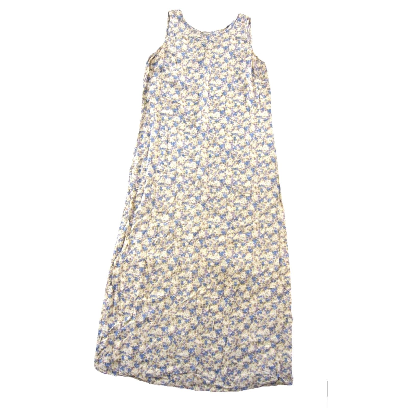 Vintage VINTAGE Ease Sport Maxi Dress Sleeveless Floral 100% Rayon Yellow Blue 6 Women Size M / US 6-8 / IT 42-44 - 2 Thumbnail