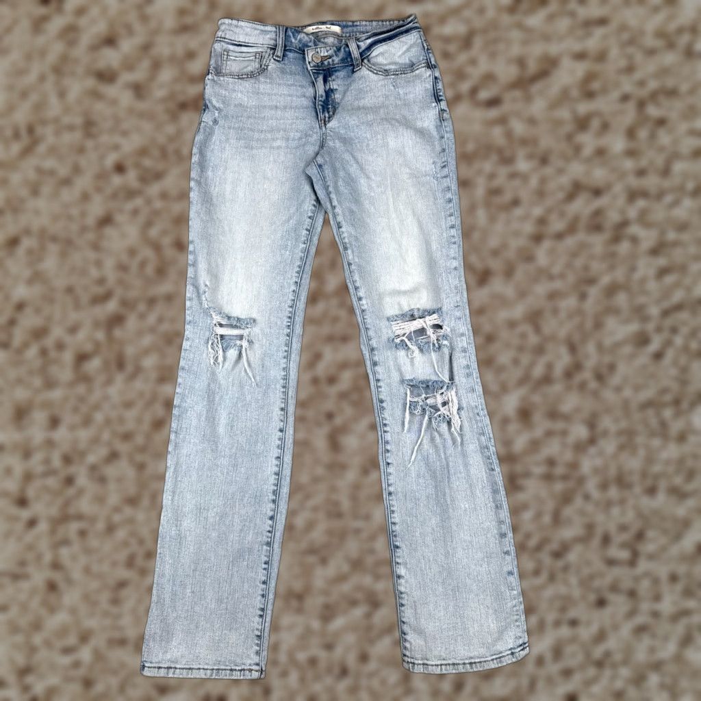 Vintage Willow Root Jeans Women's 5-Pocket Denim Bootcut Regular Medium Light Wash Mid Rise 26x32 Blue Distressed Stretch Mens-Womens-? Size 26" / US 2 / IT 38 - 1 Thumbnail