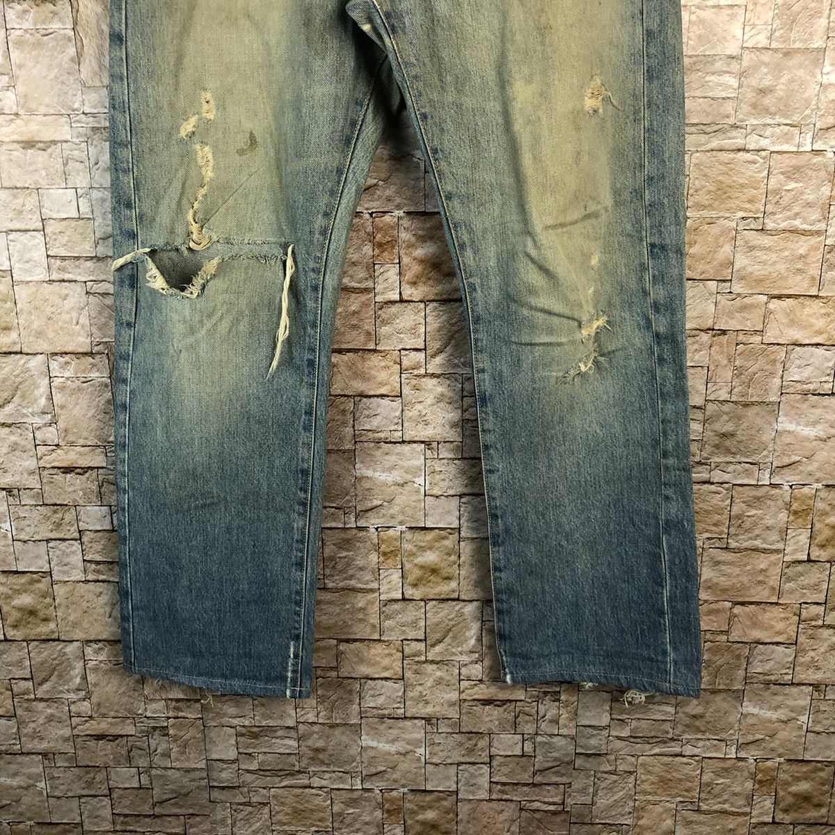 Japanese Brand Japan vintage Blue ripped Distressed Denim Pants #A949 Size US 31 - 7 Thumbnail