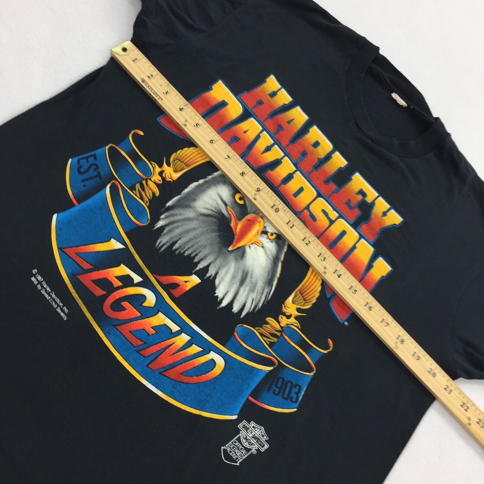 Harley Davidson RARE Vintage 1987 Harley Davidson Eagle Single Stitch TShirt Size US L / EU 52-54 / 3 - 8 Thumbnail