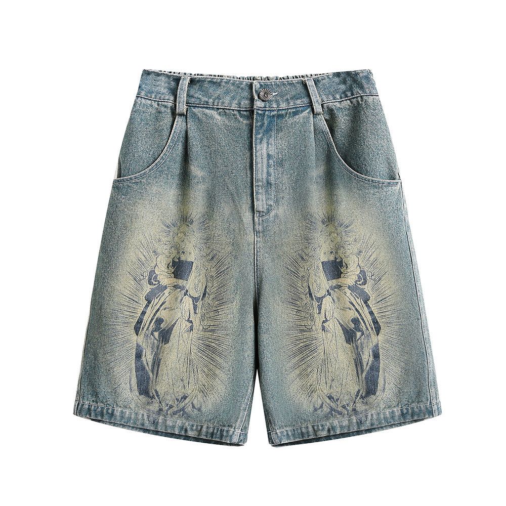 Japanese Brand × Jean Classical Figure Print Washed Denim Shorts Size US 32 / EU 48 - 1 Thumbnail