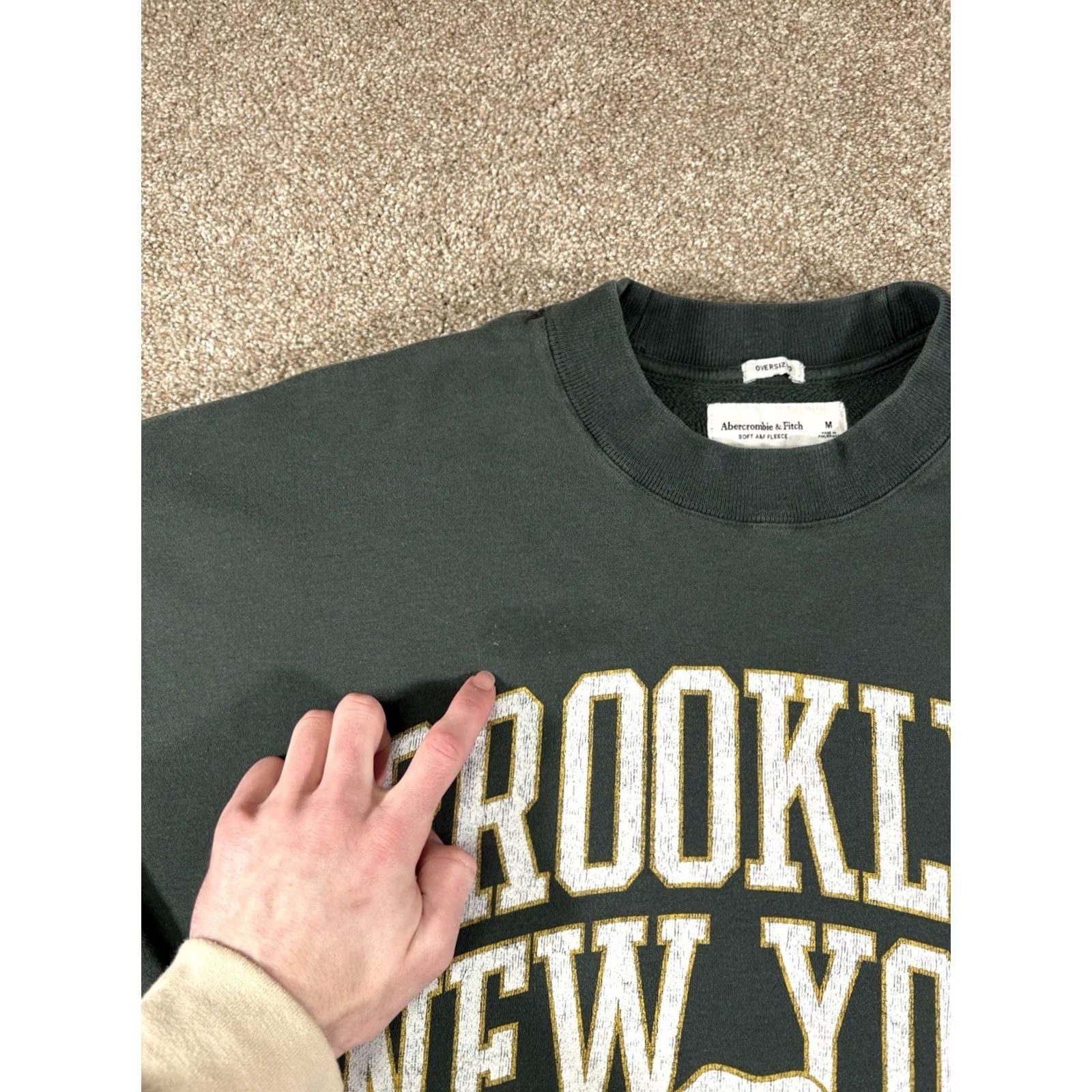 Abercrombie & Fitch VINTAGE Abercrombie & Fitch Sweatshirt Crewneck Men's M Green 90s Pullover Heavyweight Brooklyn NY Oversized Crewneck Sweatshirt Size US M / EU 48-50 / 2 - 3 Thumbnail
