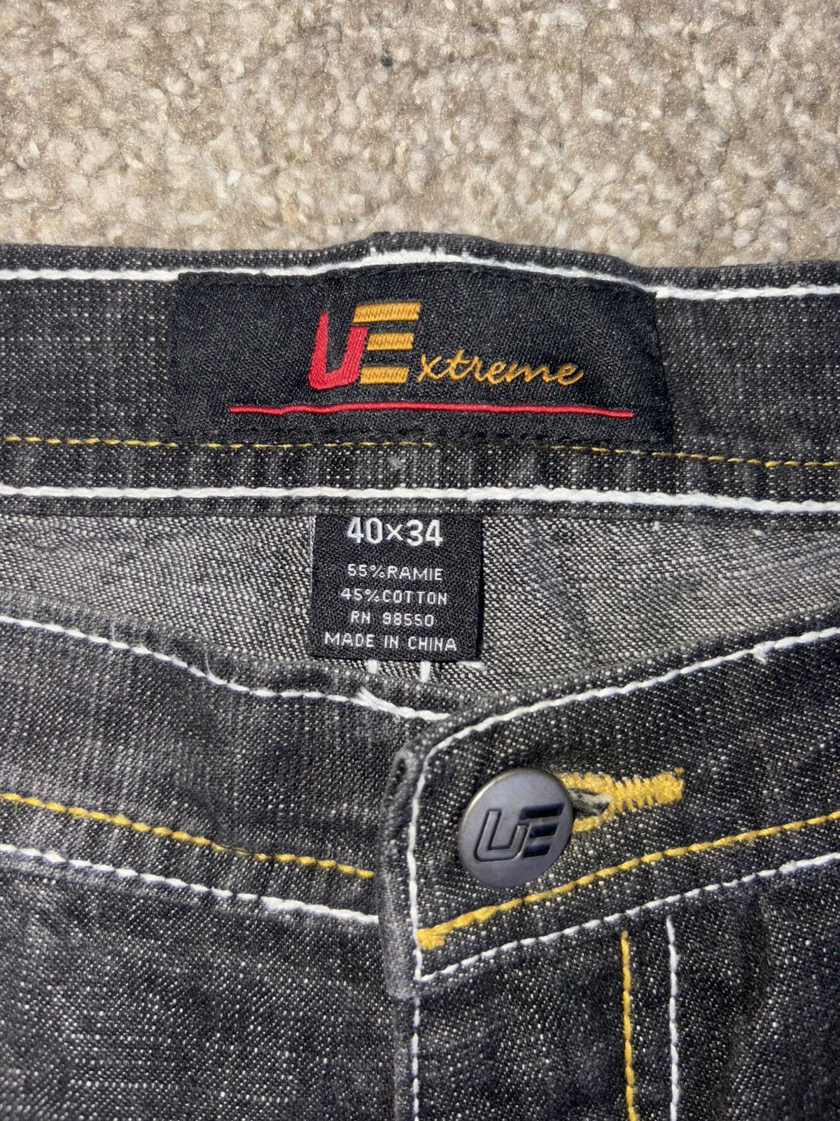 Other × Vintage UExtreme black and yellow embroidered jeans Size US 40 / EU 56 - 6 Thumbnail