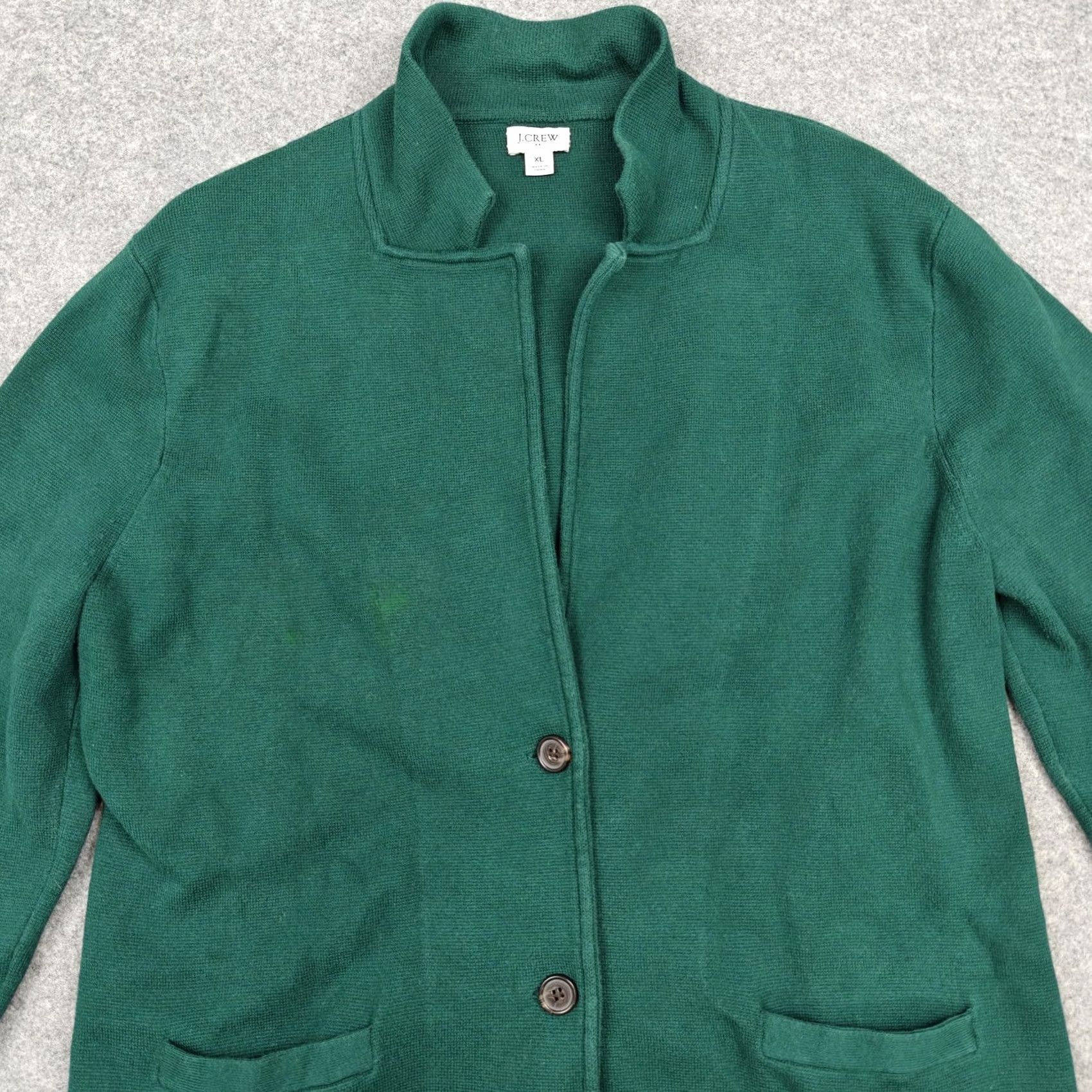 J.Crew J. Crew Cardigan Womens XL Green 100% Cotton Knit Collared Button Front Sweater Size XL / US 12-14 / IT 48-50 - 2 Thumbnail