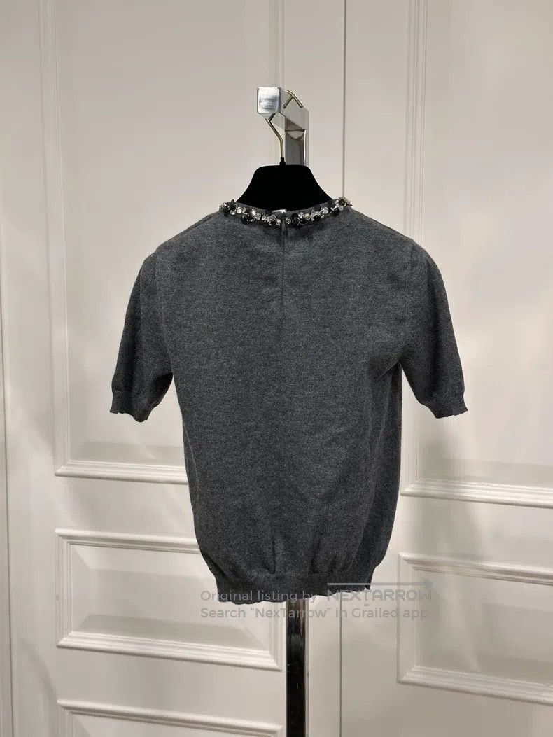 Valentino Valentino Rhinestone crew neck short-sleeved wool knit Size S / US 4 / IT 40 - 3 Thumbnail