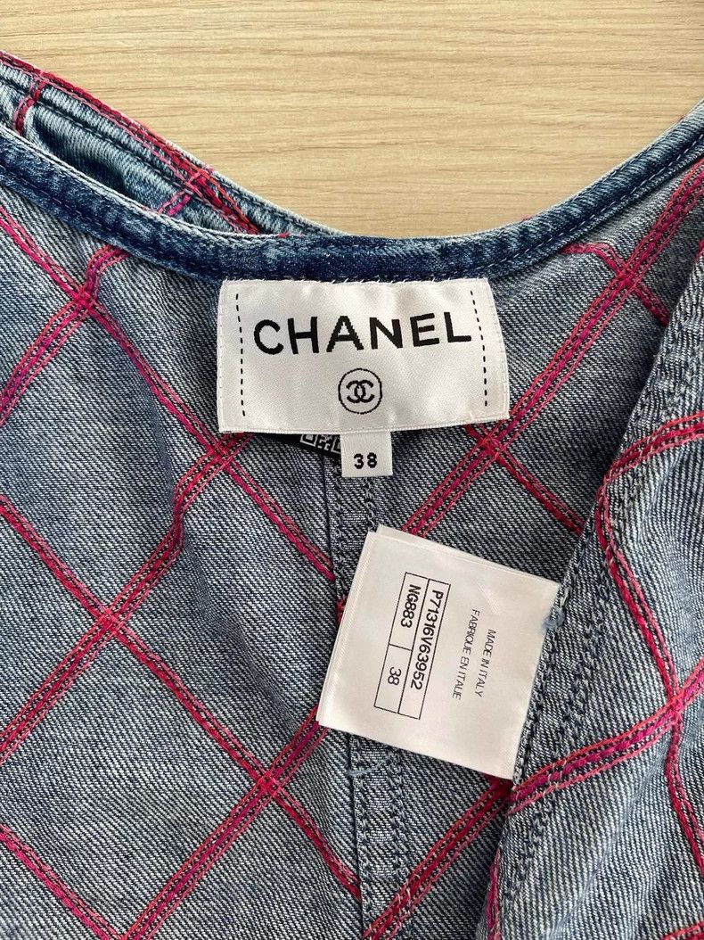 Chanel Chanel 22m beach series pink plaid denim suspender skirt Size XS / US 0-2 / IT 36-38 - 3 Thumbnail