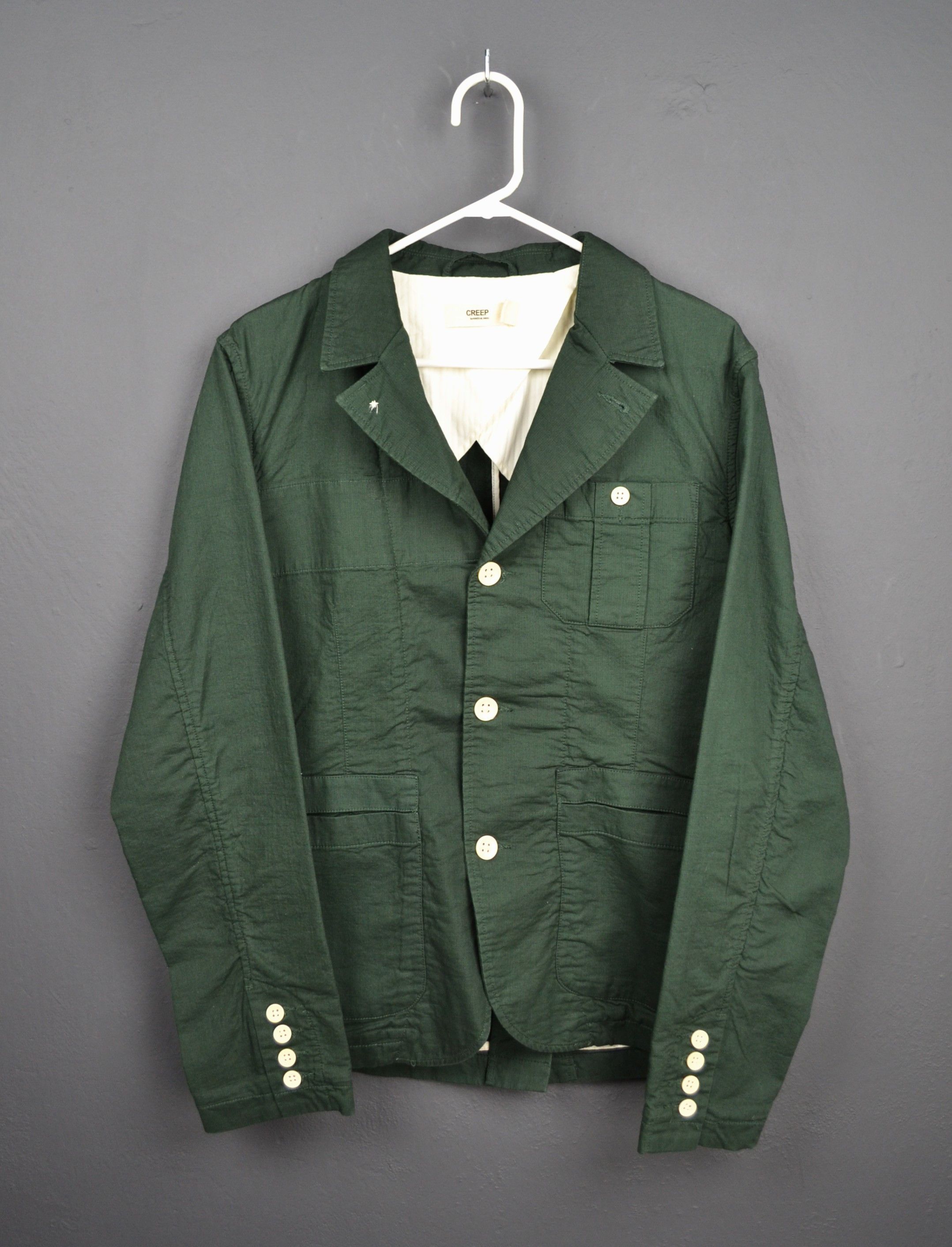 Japanese Brand Creep by Hiroshi Awai Military Jacket Green Mens M Blazer Size US M / EU 48-50 / 2 - 1 Thumbnail