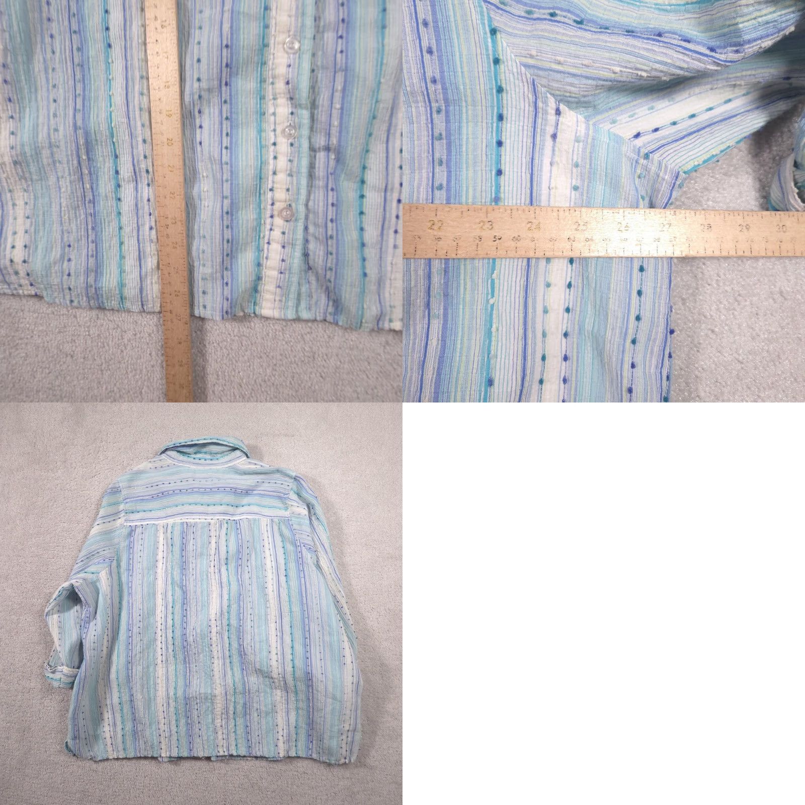 Vintage Breckenridge Shirt Womens 2X Blue Stripe Button Front Roll Tab 3/4 Sleeve Top Size XXL / US 16-18 / IT 52-54 - 8 Thumbnail