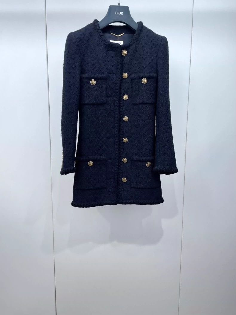 Saint Laurent Paris SLP Tweed Jacket with Gold Buttons-250