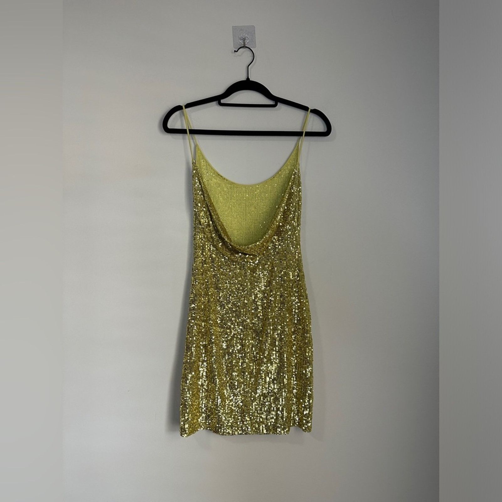 Naeem Khan Naeem Khan Size 6 Gold Sequin Mini Spaghetti Strap Dress Size M / US 6-8 / IT 42-44 - 7 Thumbnail
