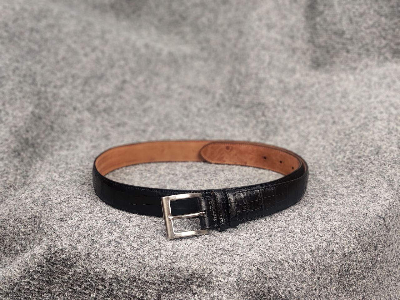 Boggi Boggi Milano Italy Design crocodile embossed leather belt Size ONE SIZE - 3 Thumbnail