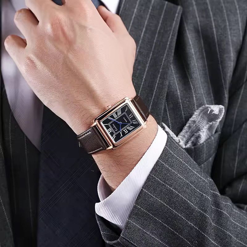 Japanese Brand Classic Roman Dial Quart Watch– Leather Strap Size ONE SIZE - 5 Thumbnail