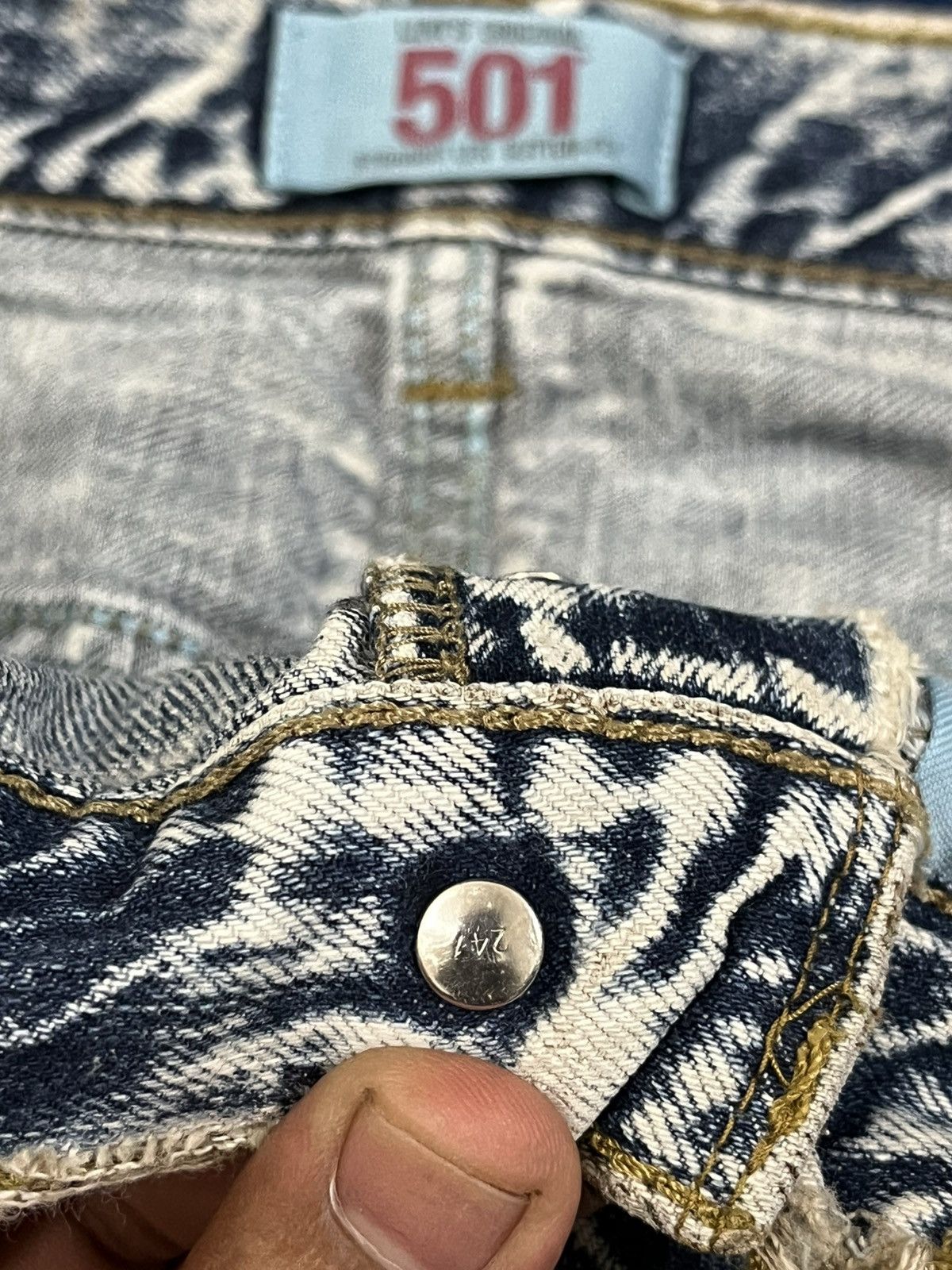 Vintage Levi’s 501 Whiskers Ripped Worn Look Denim