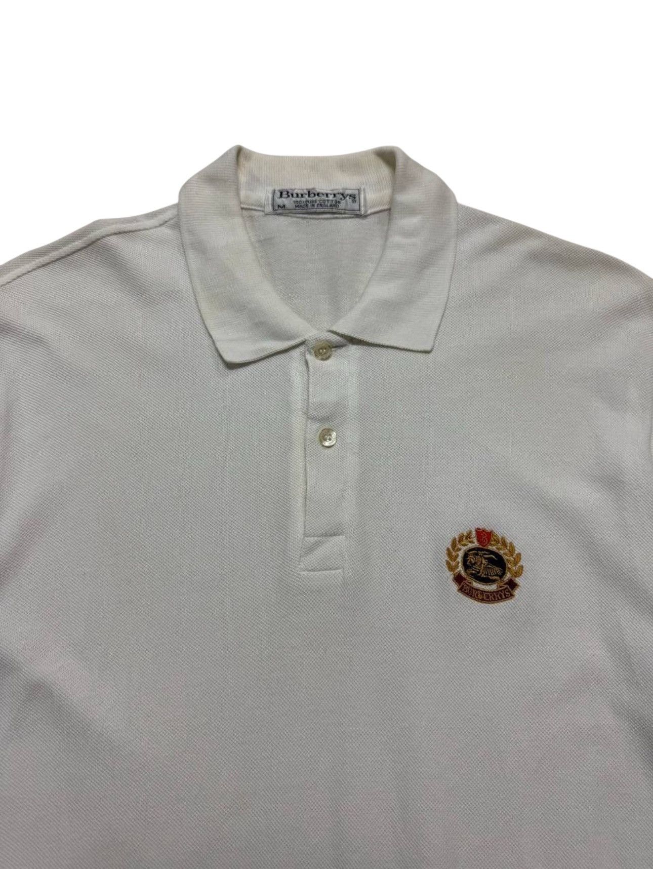 Burberry Vintage 90's Burberrys Polo White Tee Made In England Size US M / EU 48-50 / 2 - 1 Thumbnail