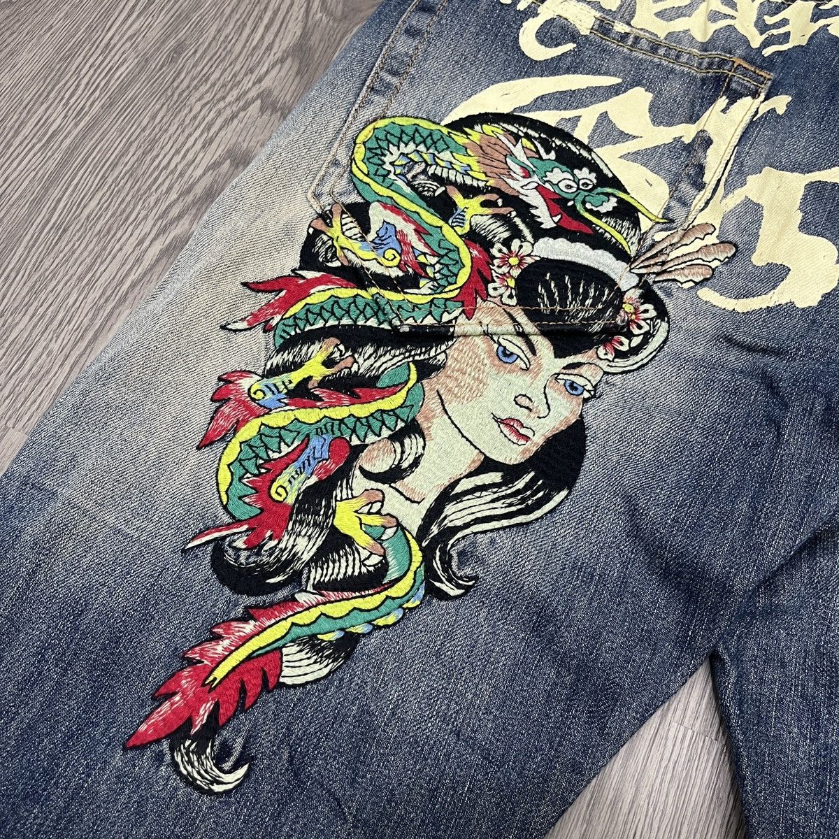 Ed Hardy 2000s Embroidery Jeans Ed Hardy Back Print 🟥 Size US 30 / EU 46 - 4 Thumbnail