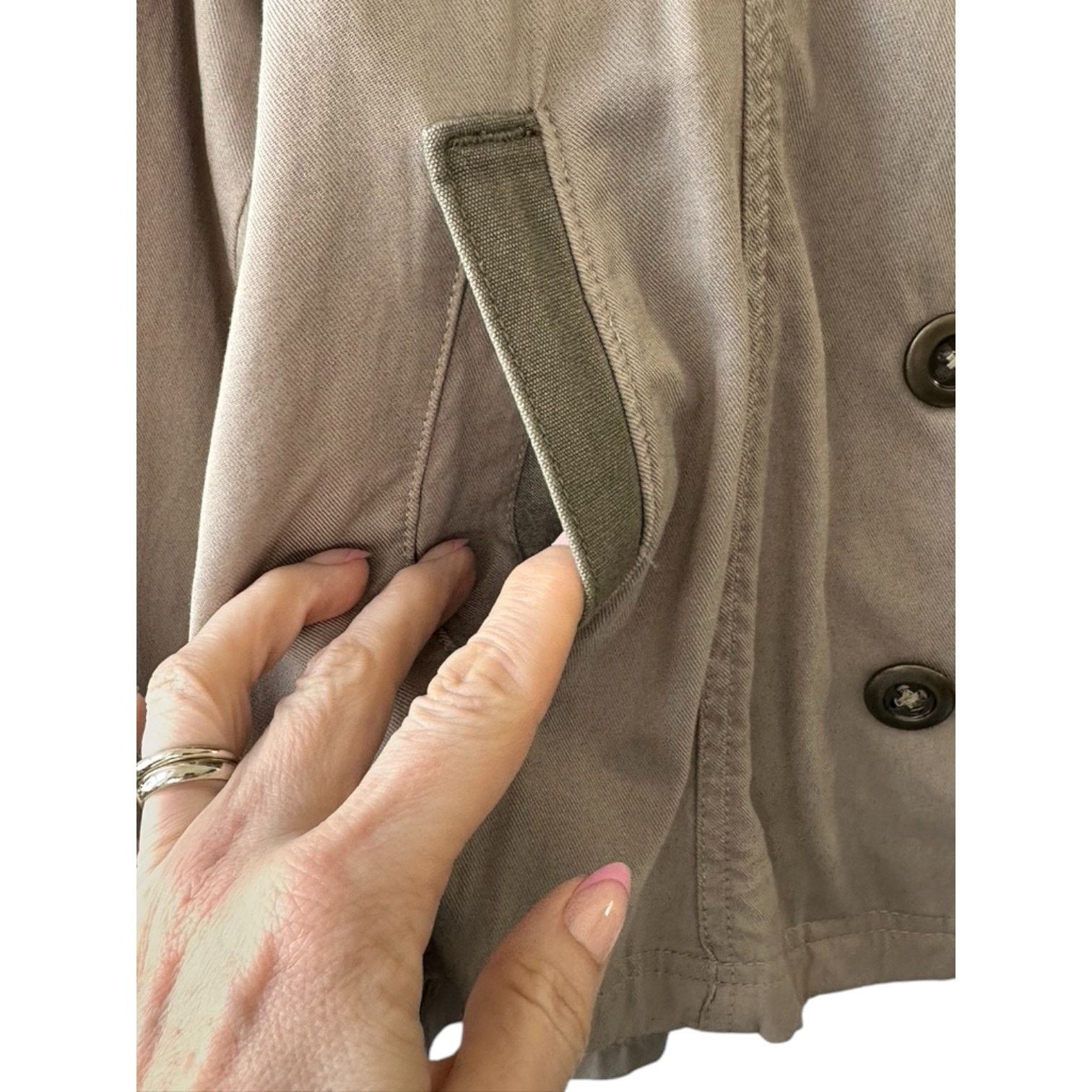 Free People Free People Khaki Double Breasted Cotton Blend Jacket 12 Size XL / US 12-14 / IT 48-50 - 5 Thumbnail