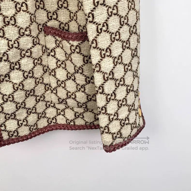 Gucci Gucci 23 beige logo jacquard full-print cotton V-neck long Size M / US 6-8 / IT 42-44 - 4 Thumbnail