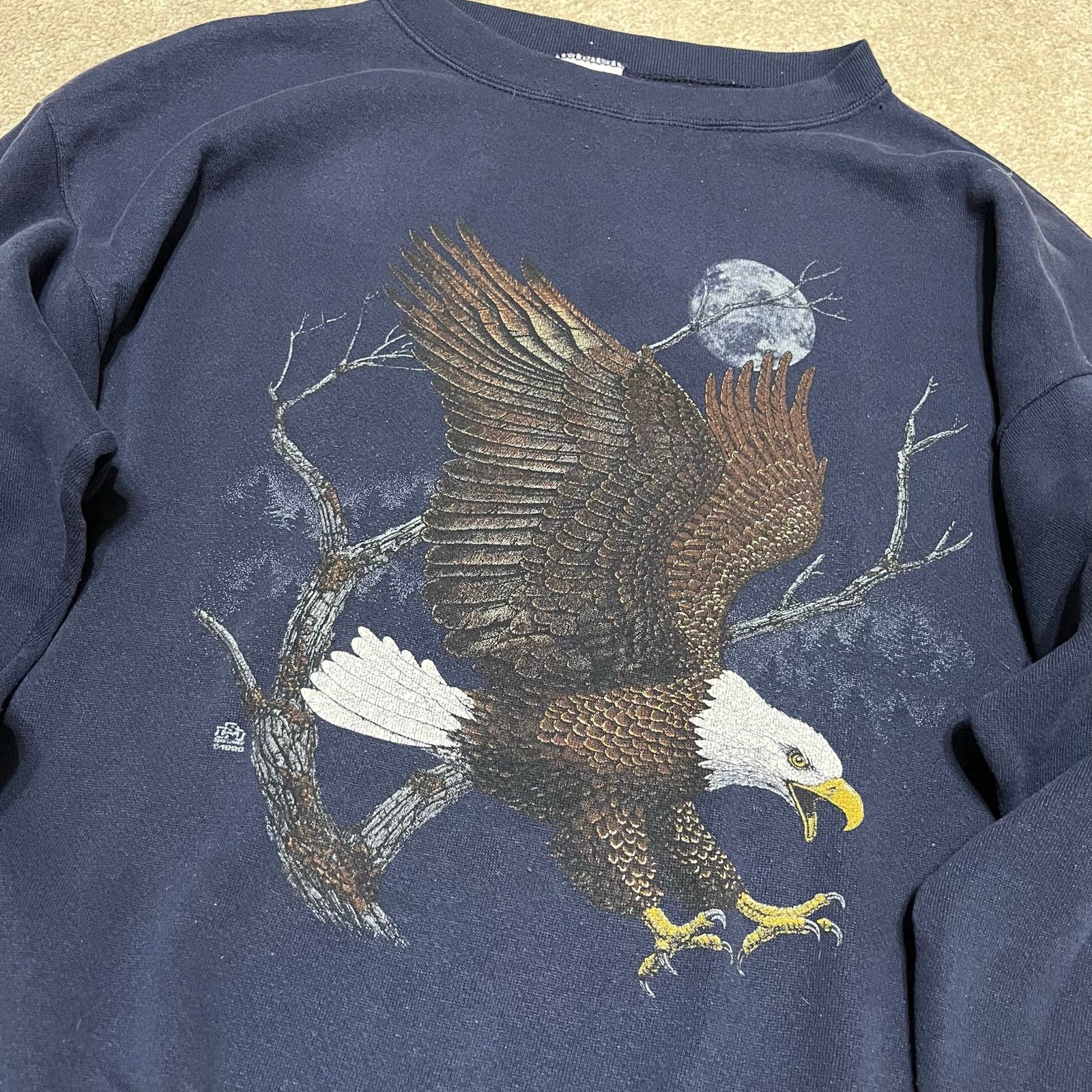 Tultex Vintage 90s Bald Eagle Nature Navy Graphic Crewneck XL Size US XL / EU 56 / 4 - 3 Thumbnail