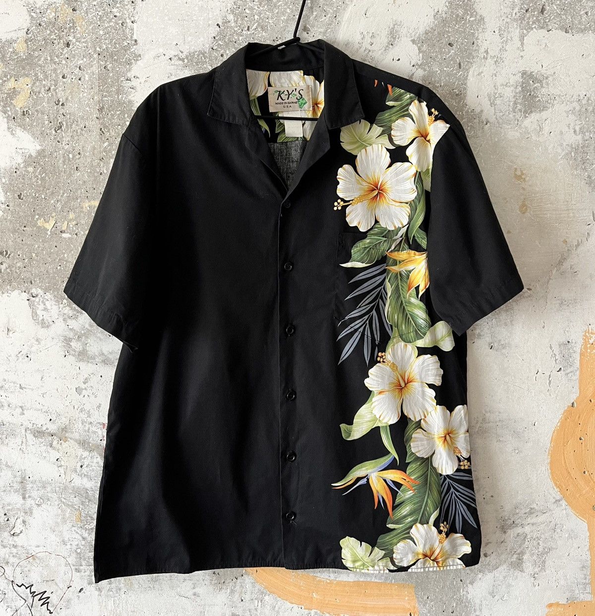 Vintage 90S KYS Crazy Big Logo Floral Hawaiian Style Button Up Shirt Size US M / EU 48-50 / 2 - 1 Thumbnail
