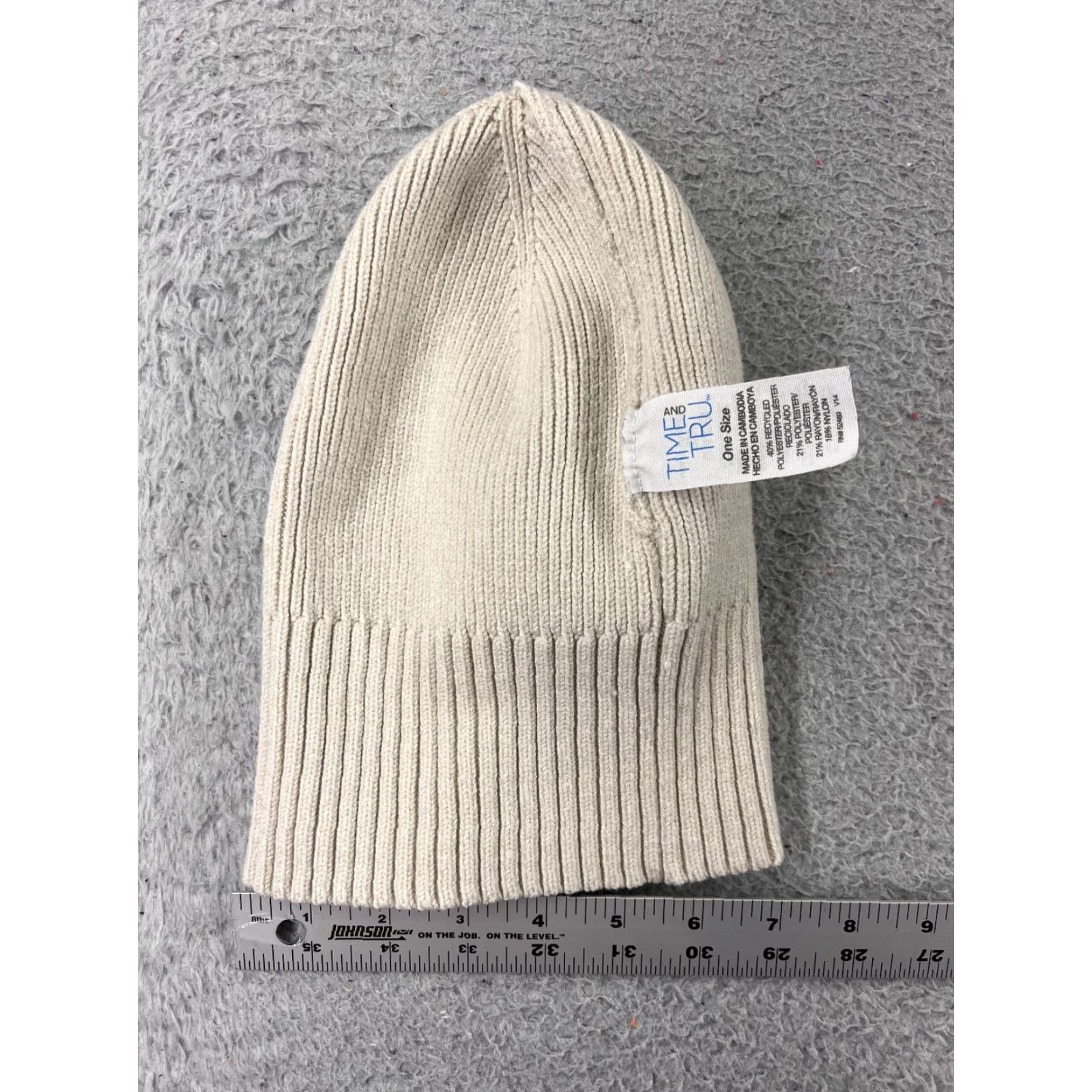 Vintage Time And Tru Beanie Knit Adult One Size White Womens Beanie Ski Style Knit Polyester Blend Winter Hat Size ONE SIZE - 4 Thumbnail