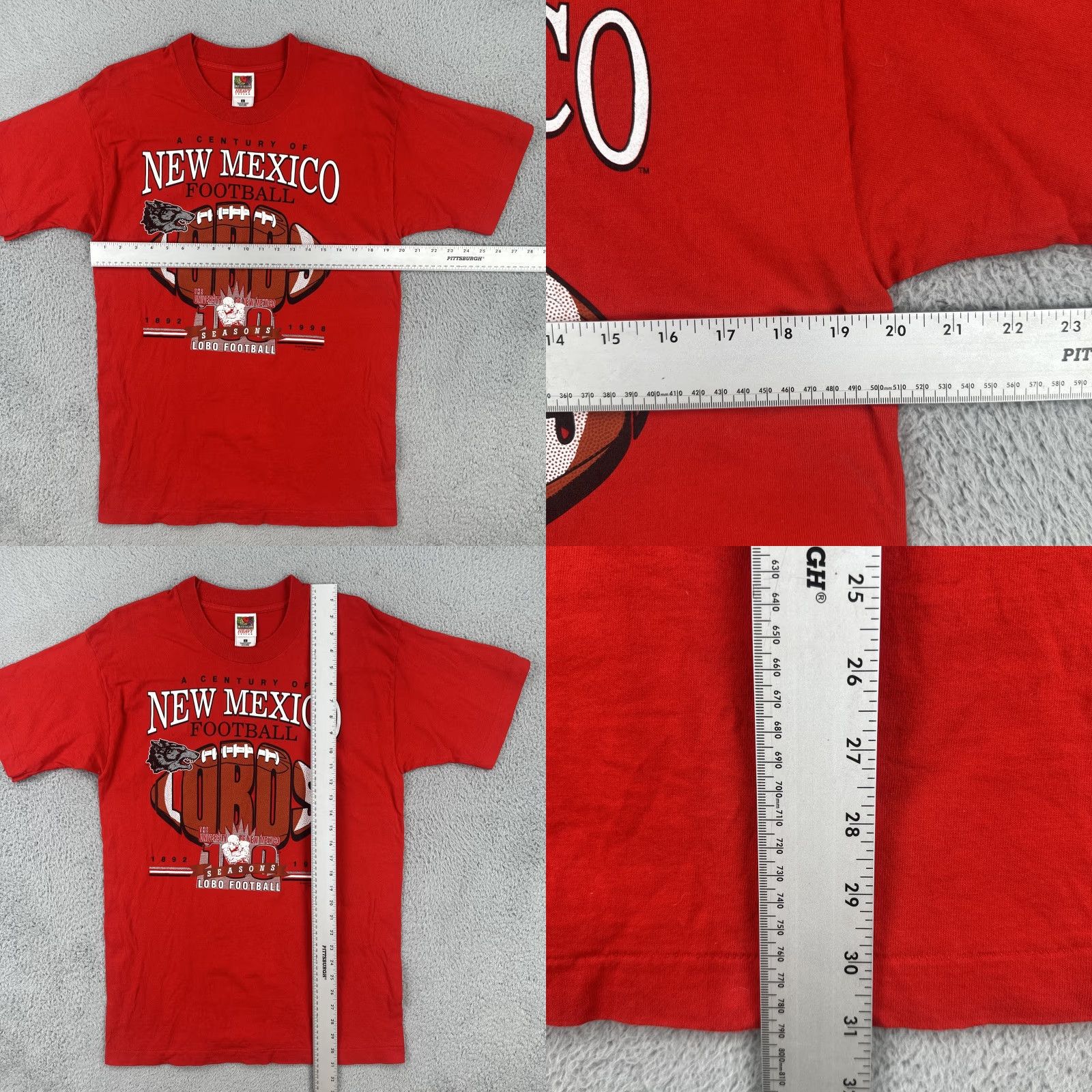 Fruit Of The Loom VINTAGE Fruit of the Loom Shirt UniVersity of New Mexico Lobos Football, Red, 90s, Crew Neck, Short Sleeve, L, Men Size US L / EU 52-54 / 3 - 9 Thumbnail
