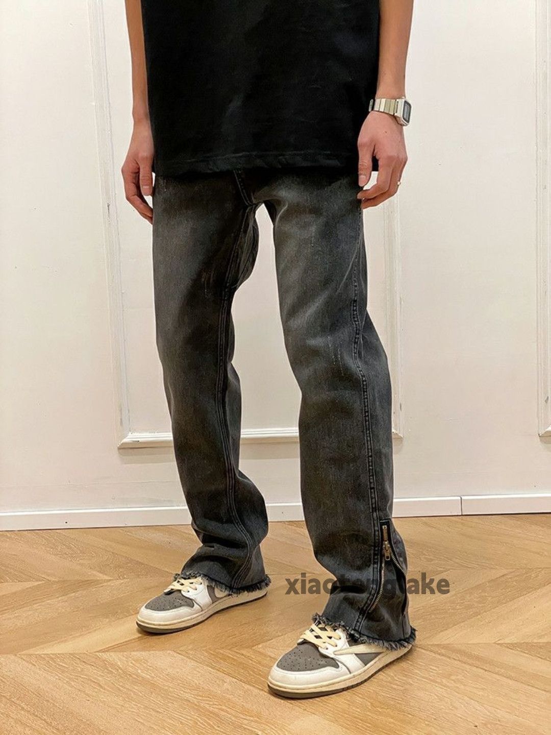 Jean × Vintage washed faded zipper utility punk grunge flared jeans Size US 38 / EU 54 - 3 Thumbnail