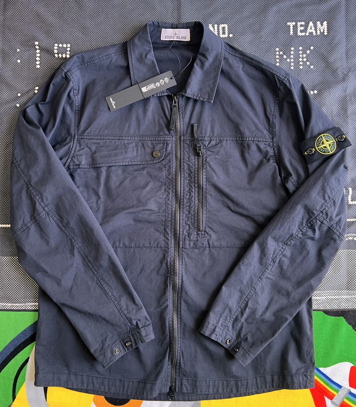 Stone Island XL Stone Island Overshirt Cotton Stretch Navy blu jacket zip Size US XL / EU 56 / 4 - 8 Thumbnail