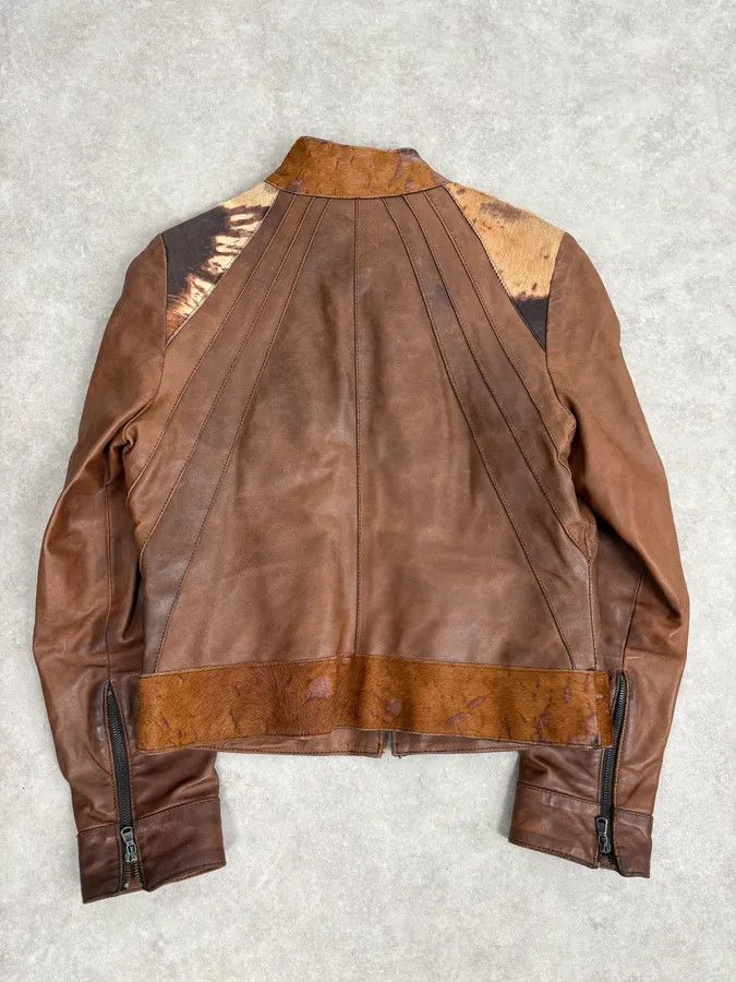 Vintage Artisanal Pony Hair Brown Leather Jacket Size US XS / EU 42 / 0 - 6 Thumbnail
