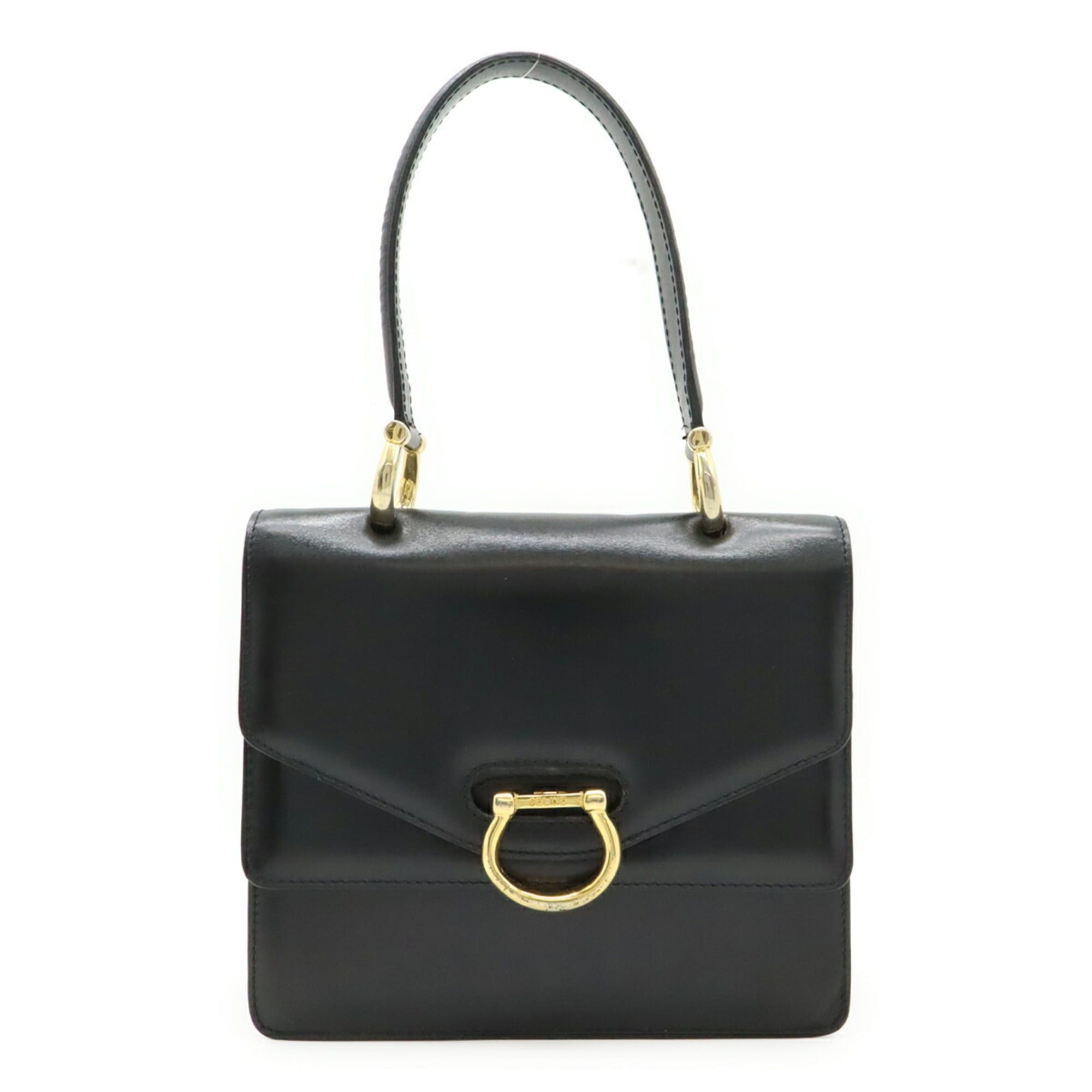 Celine CELINE Gancini Double Flap Handbag, Leather, Black Size ONE SIZE - 1 Thumbnail