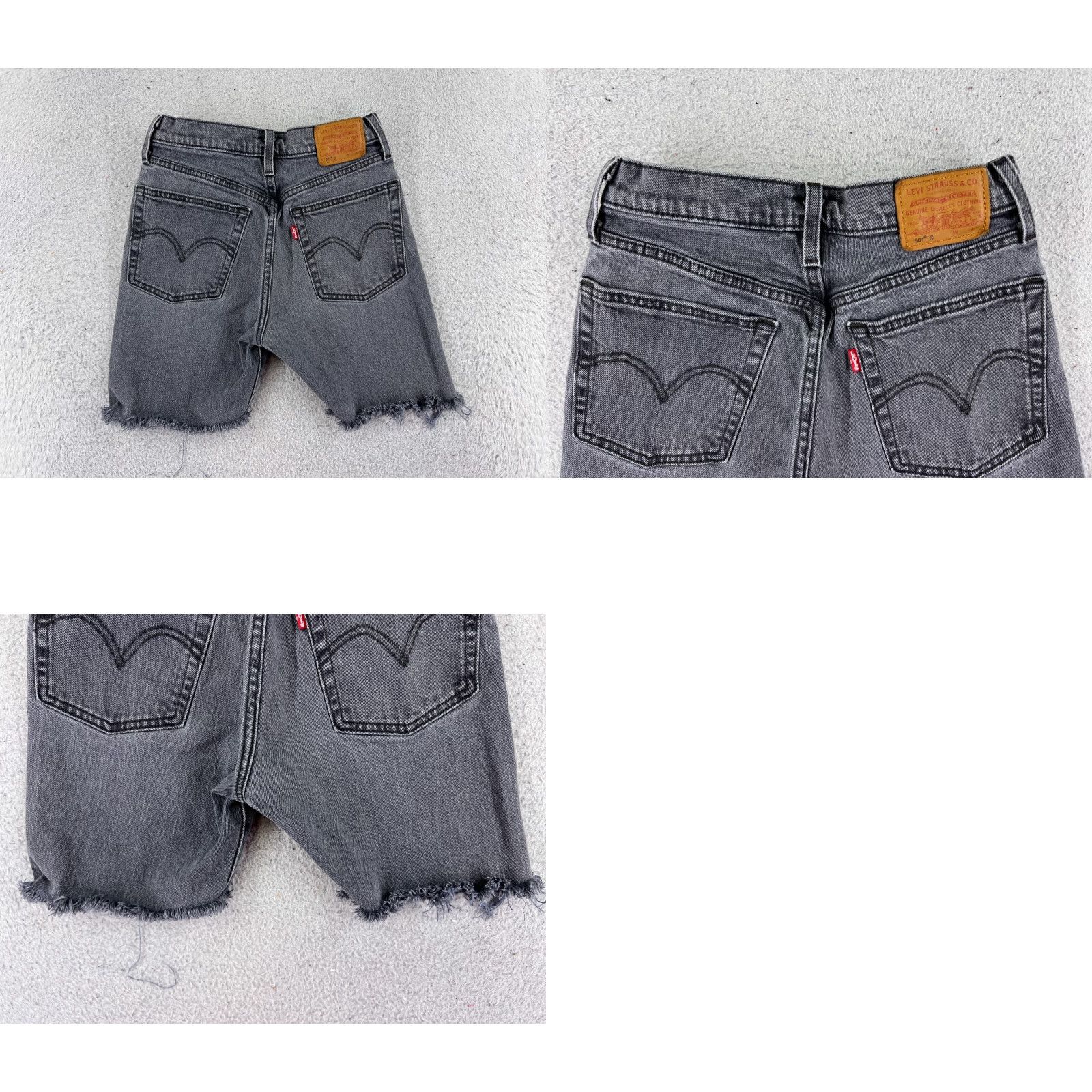 Levi's Levis Shorts Womens 24 Gray Denim Jean Cutoff Premium Big E 501 Button Fly 21x6 Size 42" / US 20 - 10 Thumbnail