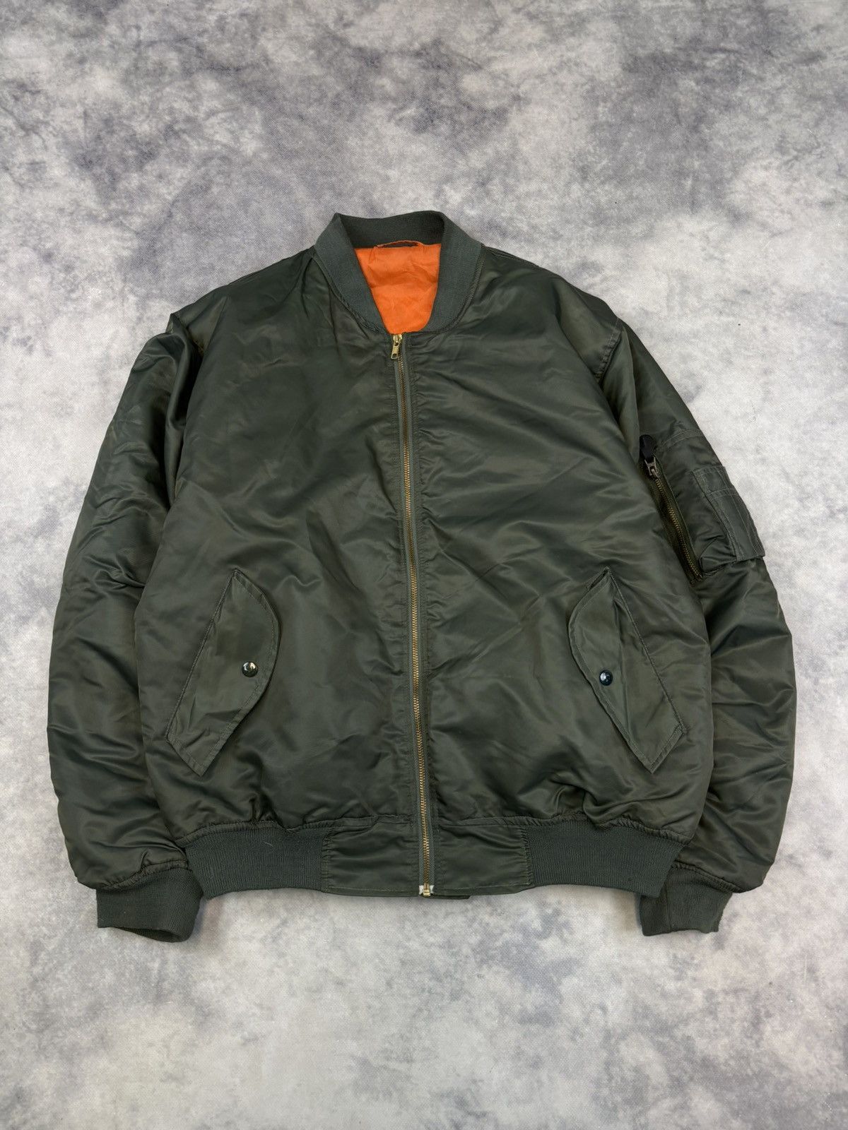 Alpha Industries × Vintage Vintage Bomber Military Army Flyers Jacket ma-1 drip drill Size US L / EU 52-54 / 3 - 1 Thumbnail