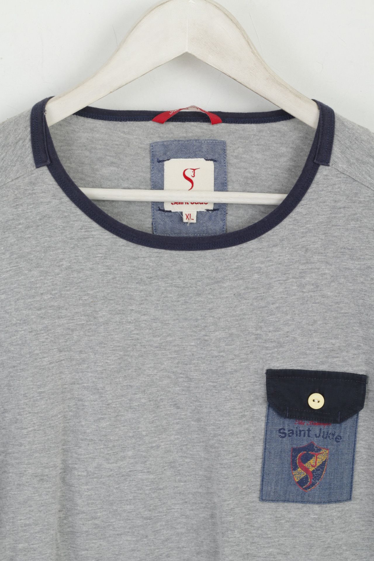 Vintage Saint Jude Men XL Shirt Grey Crew Neck 6302 Size US XL / EU 56 / 4 - 3 Thumbnail
