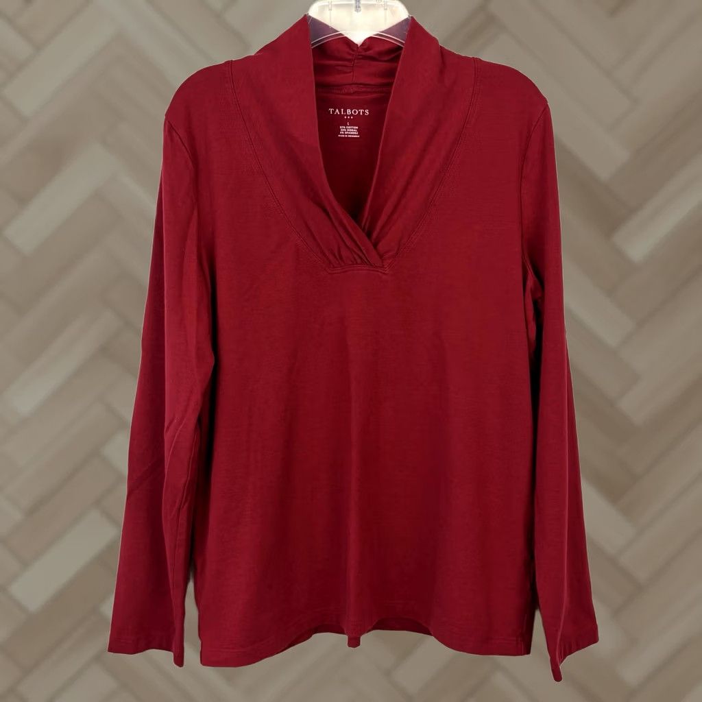 Talbots Talbots Pullover Top Womens Large Red Long Sleeve Cotton Blend Capsule Staple Size L / US 10 / IT 46 - 1 Thumbnail