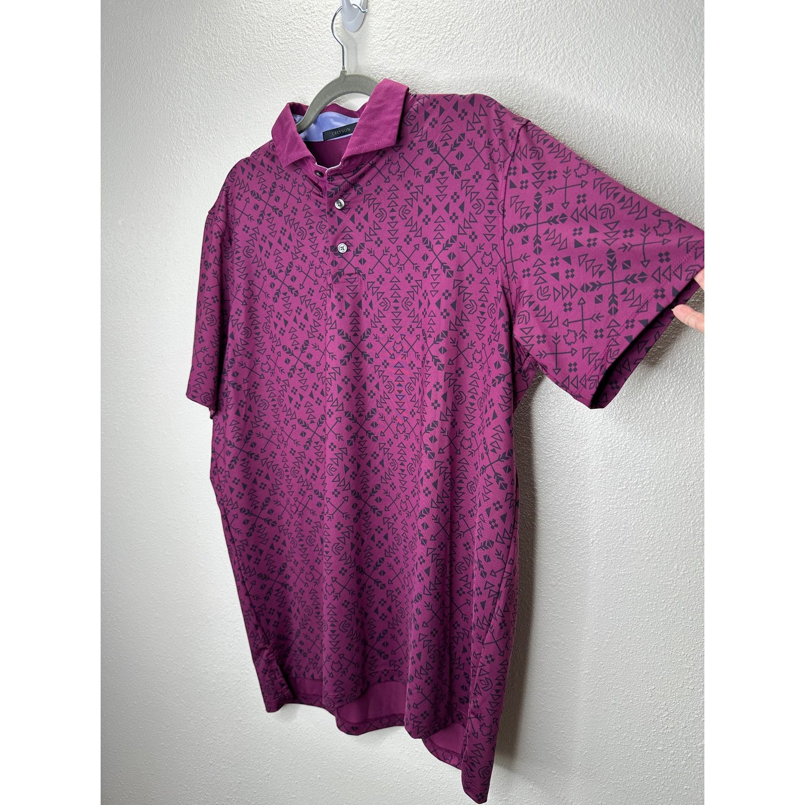 Other Greyson Men's Purple Performance Geometric Design Polo L Size US L / EU 52-54 / 3 - 1 Thumbnail
