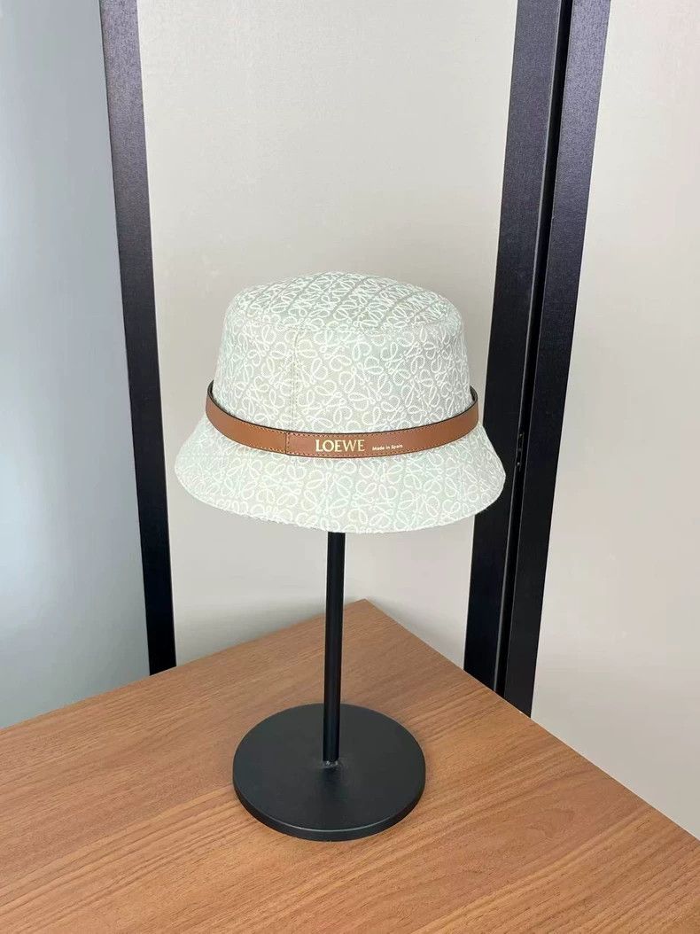 LOEWE size 57 Cotton bucket hat with embossed logo leather