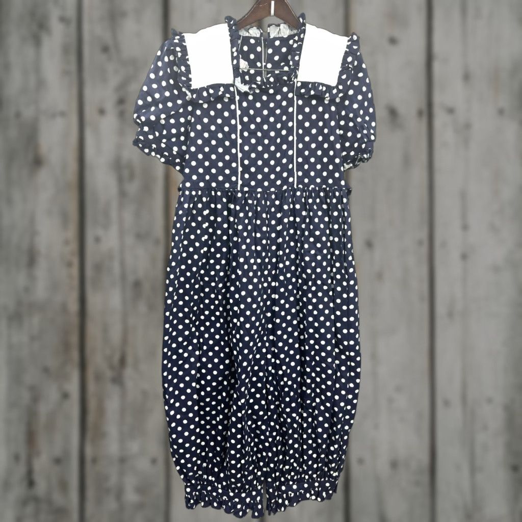 Vintage VINTAGE Suzy Peacock Boutique Romper Womens Small Polka Dot Blue Snap Legs READ Size 28" / US 6 / IT 42 - 1 Thumbnail